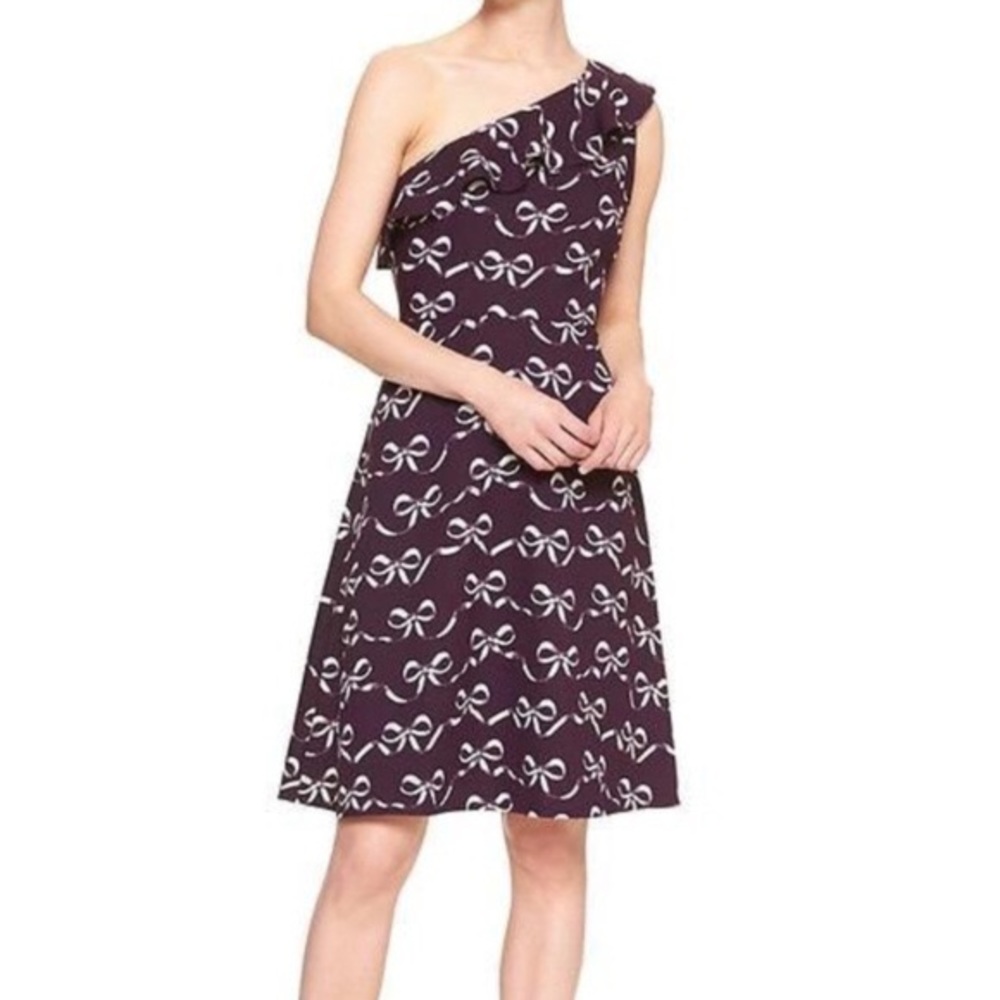 Banana Republic NWT one shoulder purple bow dress
